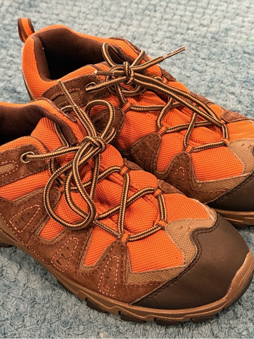 Columbia Beartooth Hiking Shoe Youth Boy Size 5 Waterproof Orange & Brown Boot